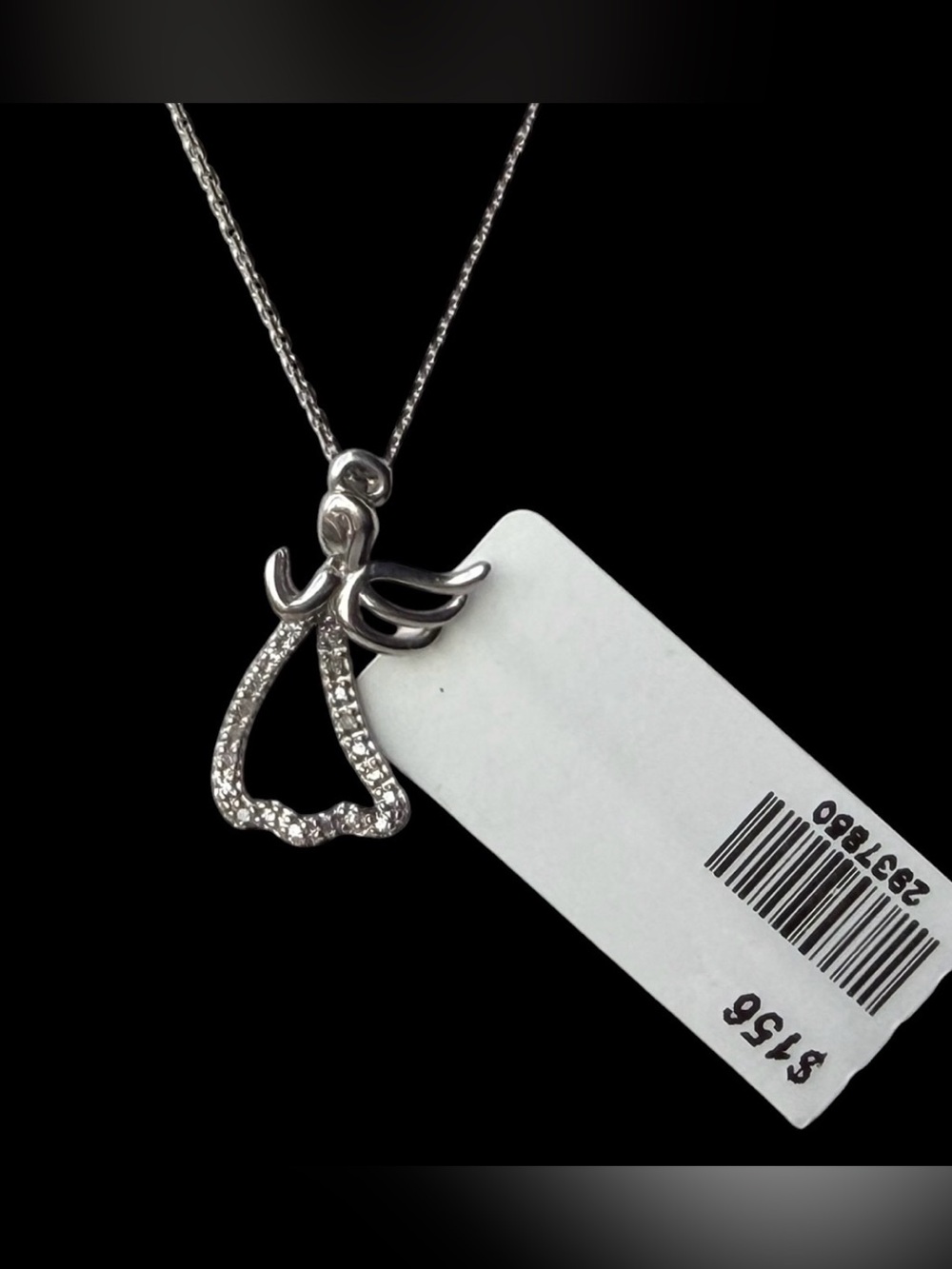 New With Tags! Sterling Silver Diamond Angel Pendant 18" Necklace